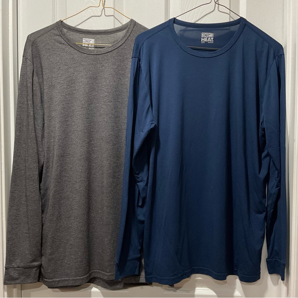 Lightweight base layer crew top set in Gray & navy blue men L